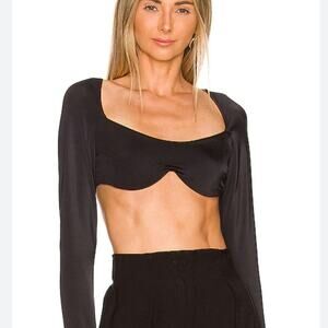 NEW We Are Hah Keep It Up Long Sleeve Underwire Crop Top Black